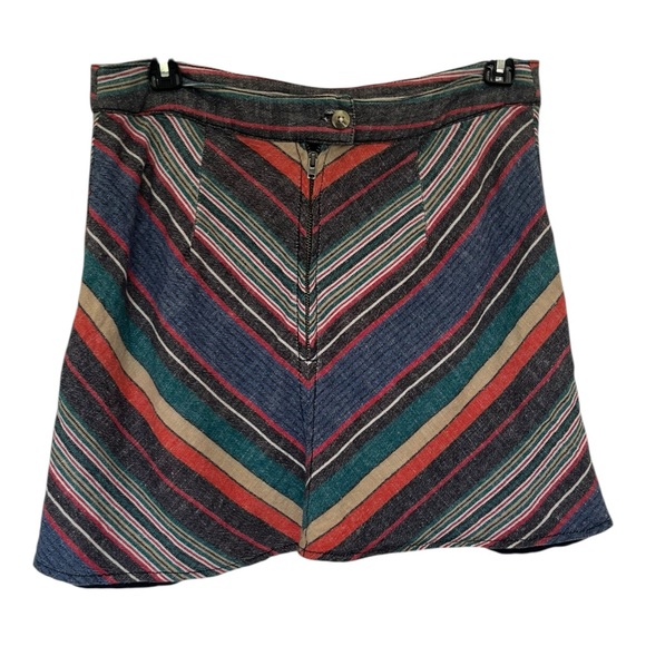 Free People Yours Truly Multicolor Chevron Stripe Mini Skirt Size 4 Boho Retro - Picture 3 of 9